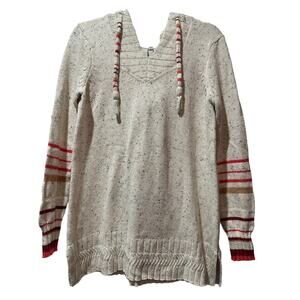 Nic+Zoe Winter Sunset Knit Sweater Pullover Hoodie Medium NWT Stripe Drawstring